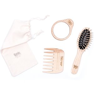 Purse brush and comb with cotton bag