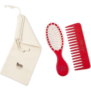 Red purse oval brush and comb