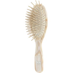 Big oval brush with long wooden pins pearly white