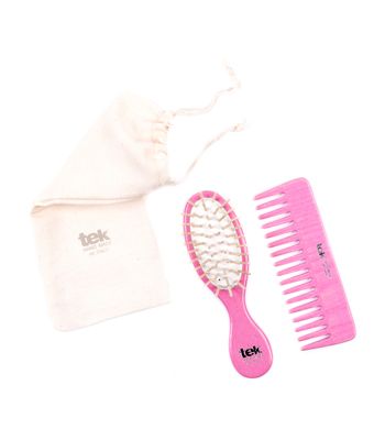 Pink purse oval brush and comb