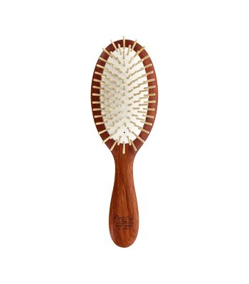 MP oval brush in red wood with baseball pins